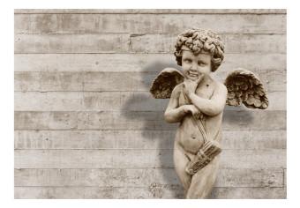 Wall Mural Cherub - sculpture of a cute angel on a retro concrete background