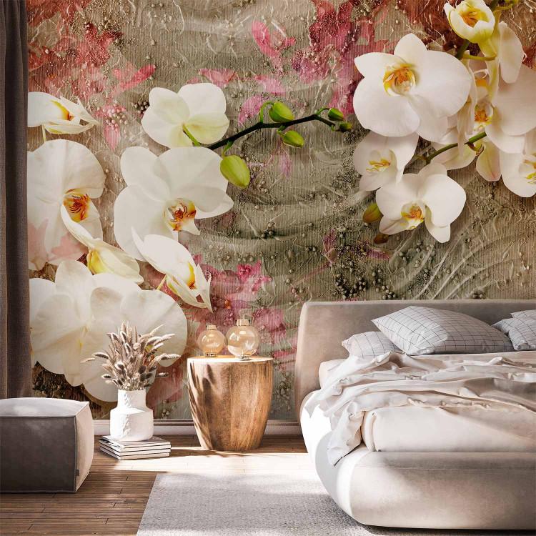 Wall Mural Desert orchid - flower motif on a background with delicate wave effect