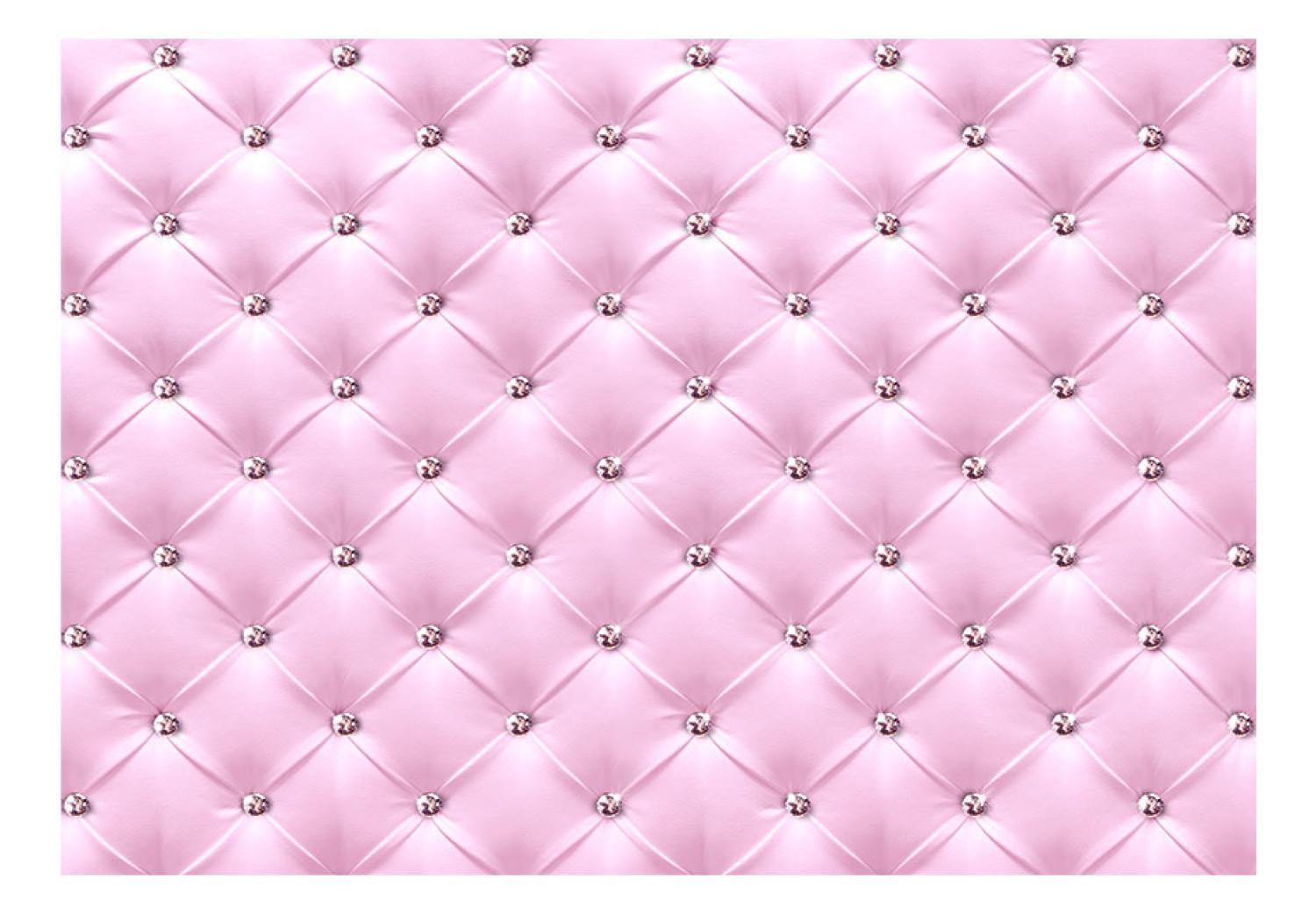 Wall Mural Pink lady - textured pink leather background with quilting and diamonds