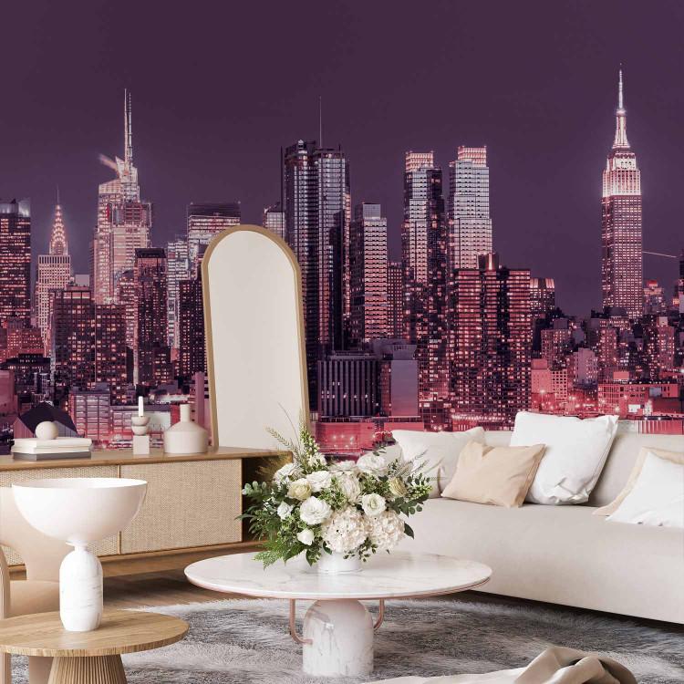 Wall Mural Purple night over Manhattan - cityscape of New York architecture