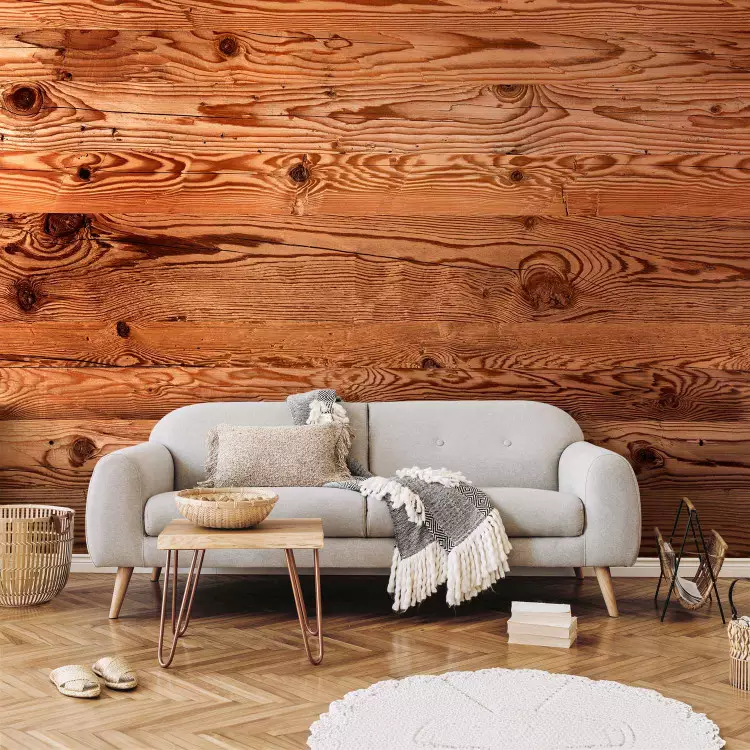 Wall Mural Brown boat - background with texture of horizontally arranged wooden planks