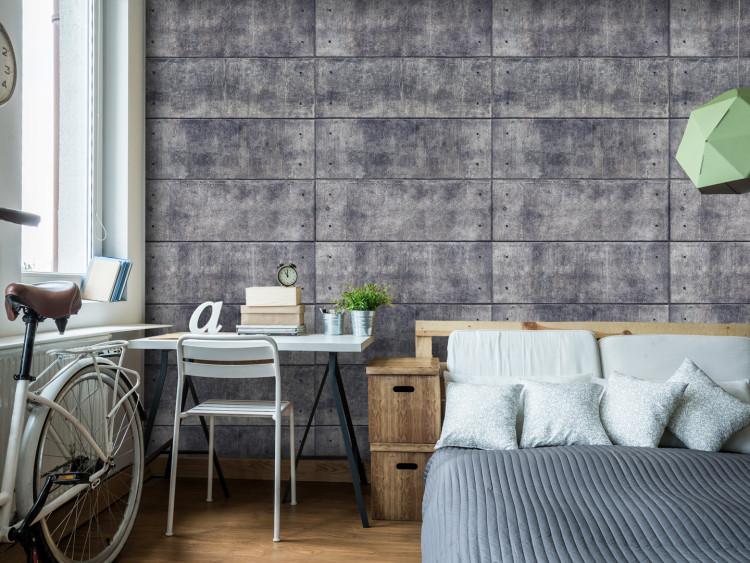 Wall Mural Grey fortress - background with regular rectangles with concrete texture