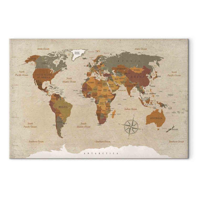 Canvas Print World Map: Beige Chic
