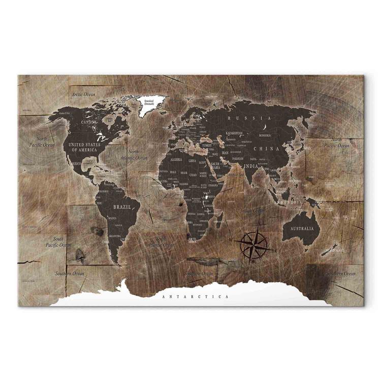 Canvas Print World Map: Wooden Mosaic