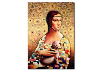Canvas Lady with an Ermine (1-part) - portrait of a woman on a patterned background