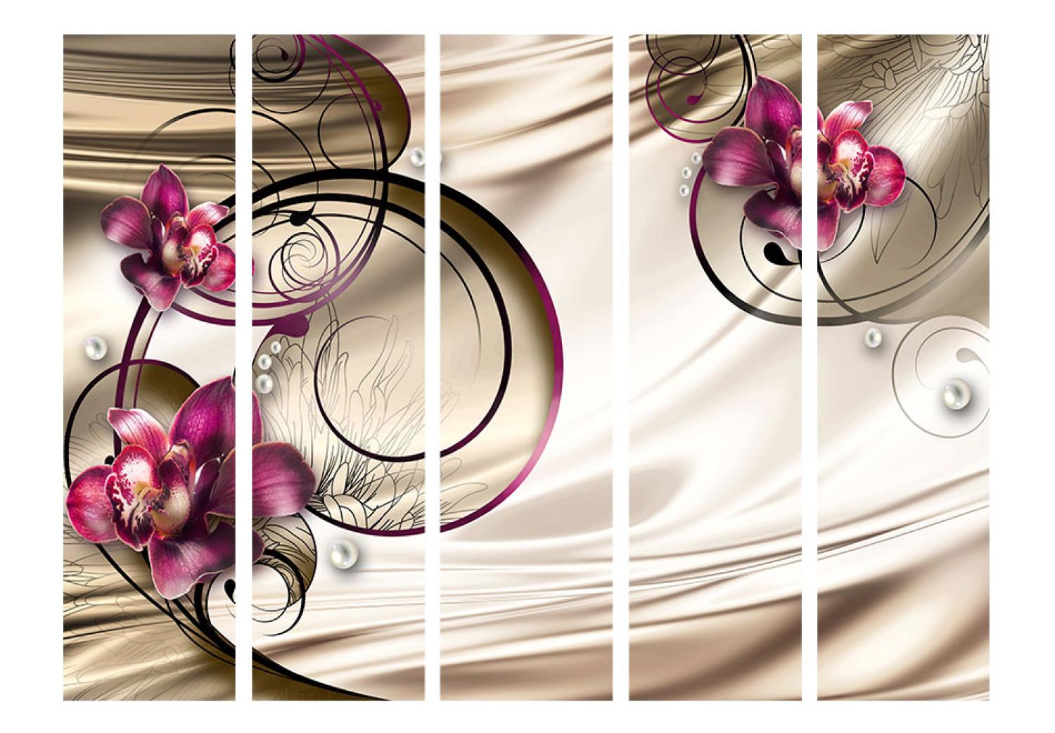 Room Divider Sweet Sensations II - orchid flowers against abstract ornaments