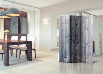 Room Divider Rustic Elegance - texture of gray and faded wooden planks