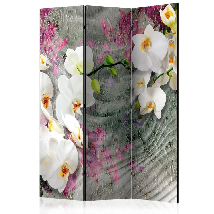 Room Divider Sounds of the Desert - white orchid flowers amidst waves and colorful plants