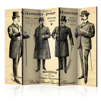 Room Divider Clothing for Men II - French writings and figures in retro style