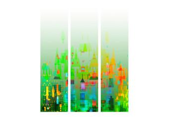 Room Divider Abstract City - abstract architecture with green figures
