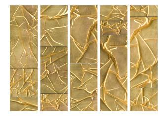 Room Divider Royal Adoration II - luxurious texture of golden fabric in gleam
