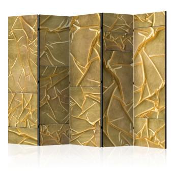 Room Divider Royal Adoration II - luxurious texture of golden fabric in gleam