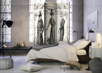 Room Divider Dress 1914 - women's silhouettes and French captions in retro style