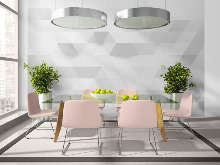 Wall Mural Harmony of triangles - geometric illusion of grey and white elements