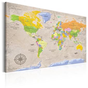 Canvas Unknown Lands (1-part) - Colorful Vintage-Style World Map