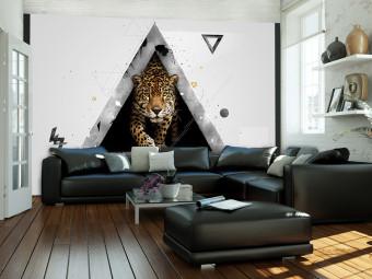 Wall Mural Wild animals - modern abstraction with a tiger in a white triangle