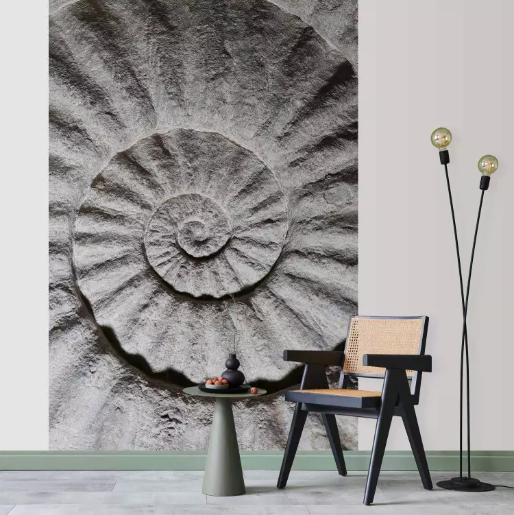 Wall Mural Shell abstraction - beige sea motif with close-up on fossils