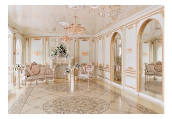 Wall Mural Luxurious interior - baroque white living room in glamour style with ornaments