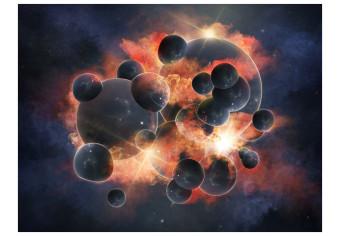 Wall Mural Abstraction in space - fantasy with planets among flames of fire