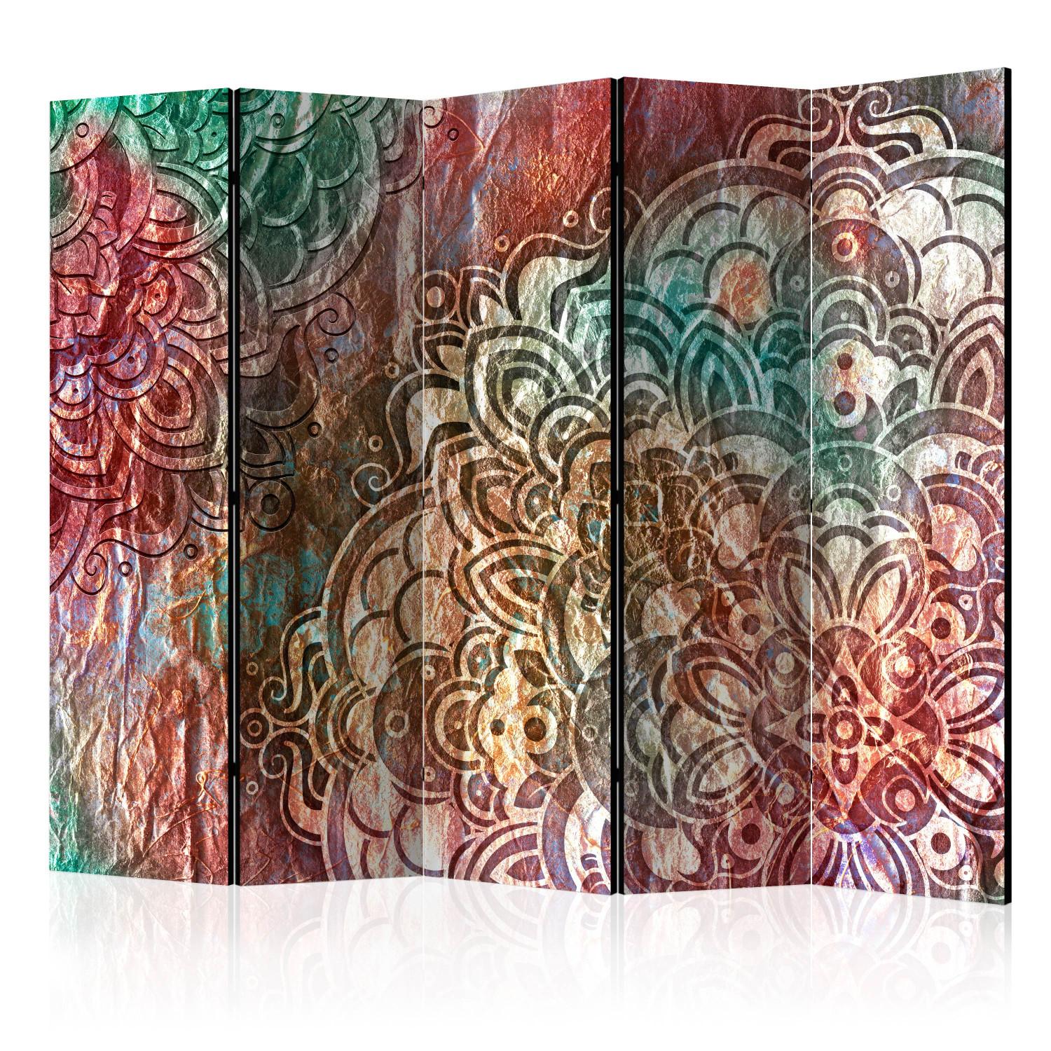 Room Divider Mandala: Copper Garden II - colorful mandalas in oriental motif
