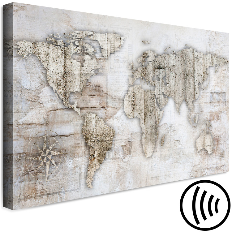 Canvas Bright world - contour world map in a beige tone on a light background 134800 additionalImage 6