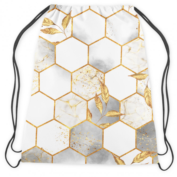 Backpack Hexagons and leaves - elegant composition with geometric figures 147500 additionalImage 2