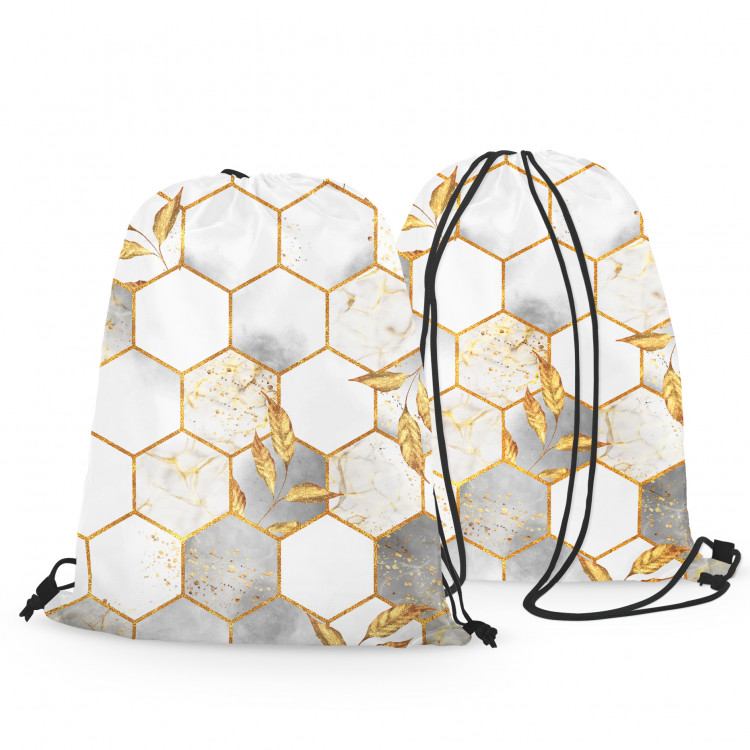 Backpack Hexagons and leaves - elegant composition with geometric figures 147500 additionalImage 3