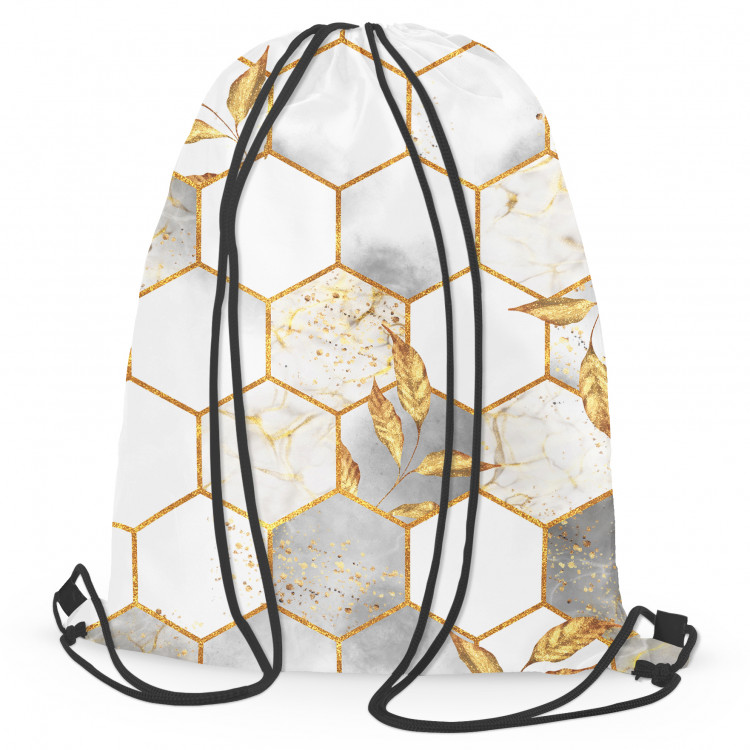 Backpack Hexagons and leaves - elegant composition with geometric figures 147500