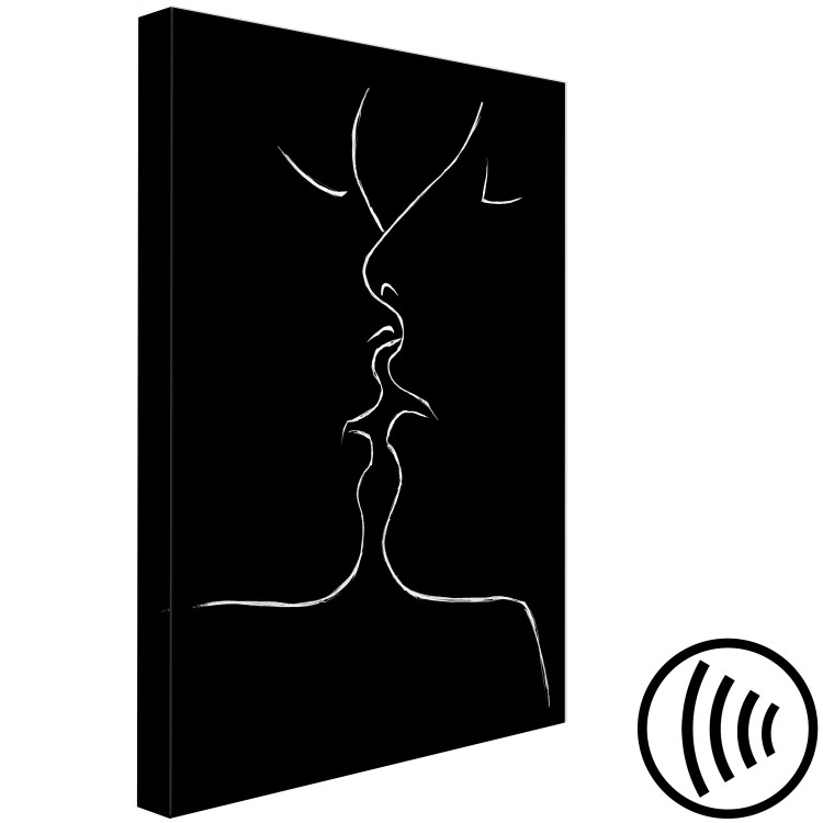 Canvas In the Line of Love (1-part) - Kiss of Couple in Black and White Motif 115210 additionalImage 6