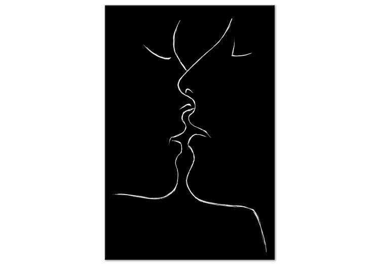 Canvas In the Line of Love (1-part) - Kiss of Couple in Black and White Motif 115210