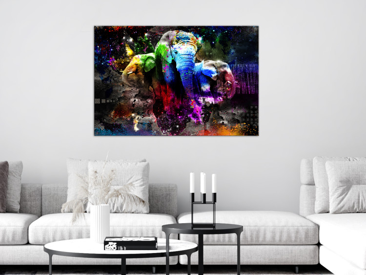 Canvas Colorful Elephants (1 Part) Wide 128410 additionalImage 3
