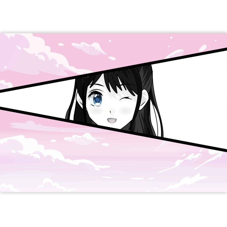 Wall Mural Manga Style Girl - Comic Book Character Against a Pink Sky Background 145510 additionalImage 3