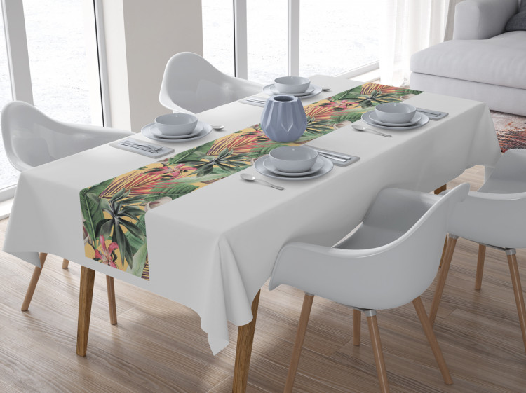 Table Runner Rainforest flora - a floral pattern with white flowers and leaves 147210 additionalImage 4
