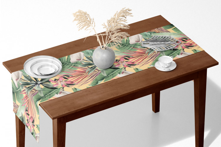 Table Runner Rainforest flora - a floral pattern with white flowers and leaves 147210 additionalImage 2