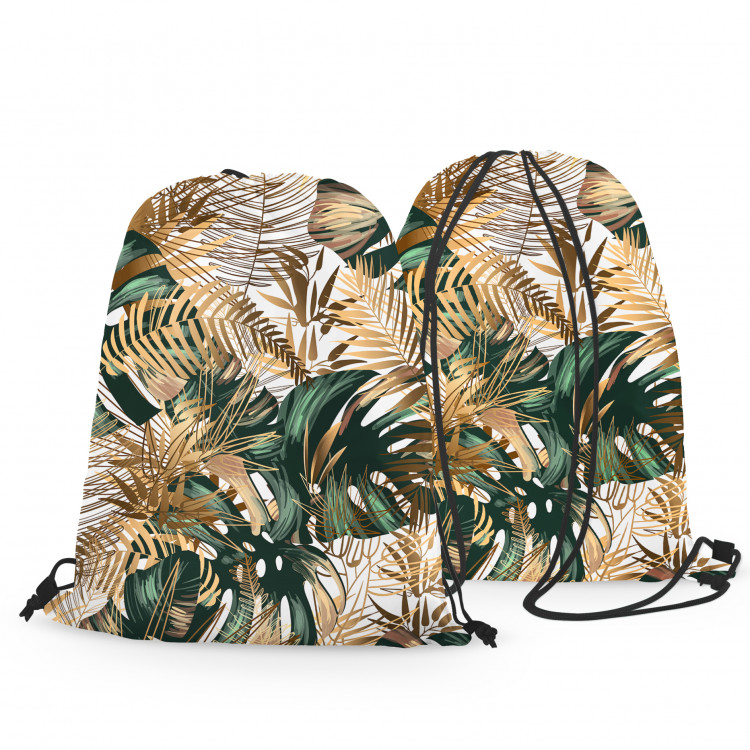 Backpack Contrasting leaves - plant motif in shades of green and gold 147610 additionalImage 3