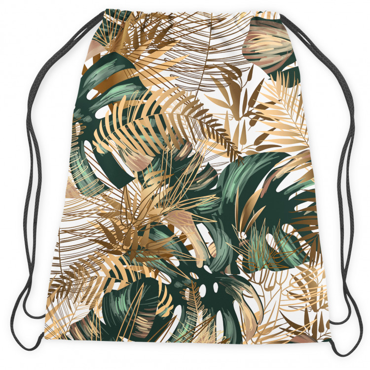 Backpack Contrasting leaves - plant motif in shades of green and gold 147610 additionalImage 2