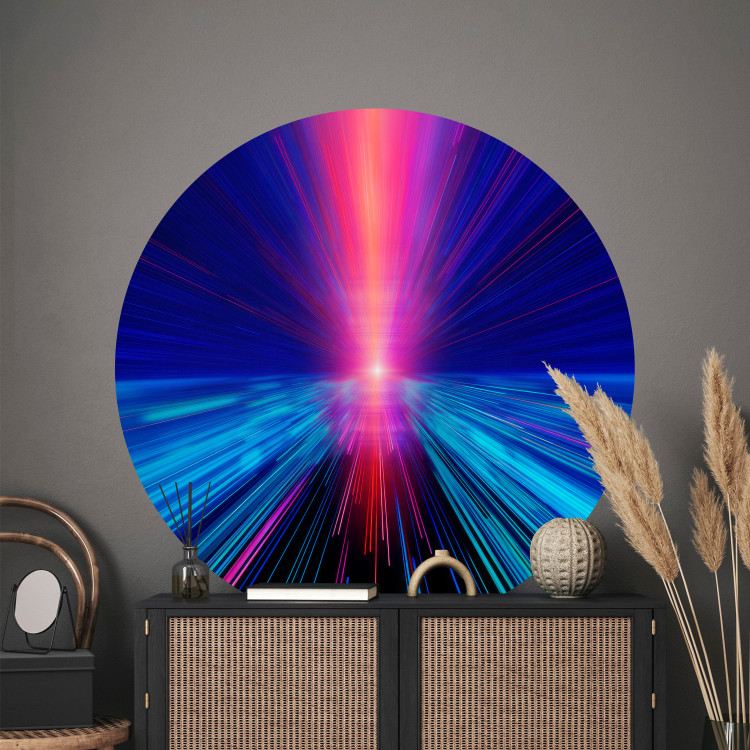 Round wallpaper Speed of Light - Dynamic Composition in Blue With Magenta Accent 151610