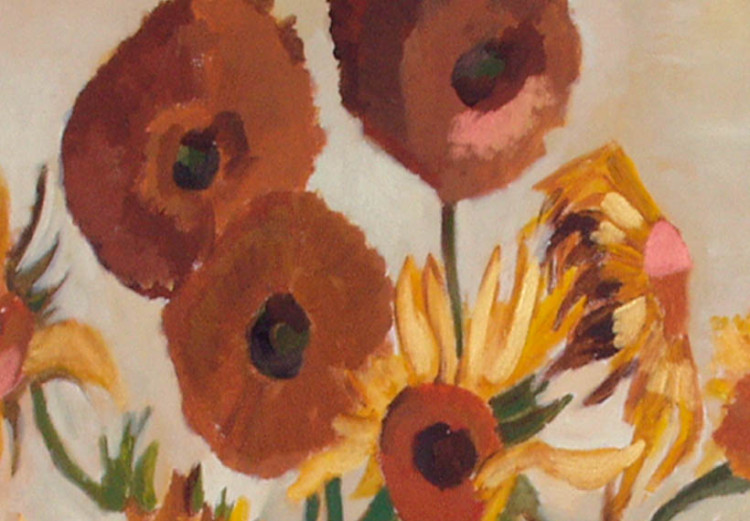Canvas Flowers Inspired by Van Gogh (1-piece) - Sunflowers in a vase 48610 additionalImage 2