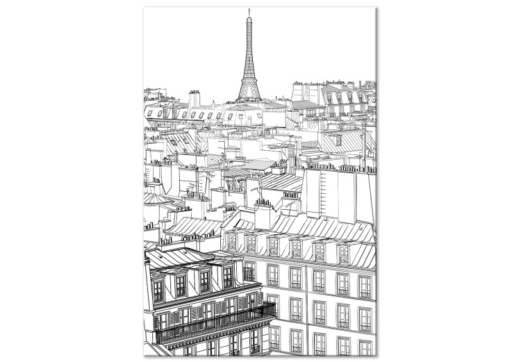 Canvas Drawn panorama of Paris - city landscape and the Eiffel Tower graphic 123820