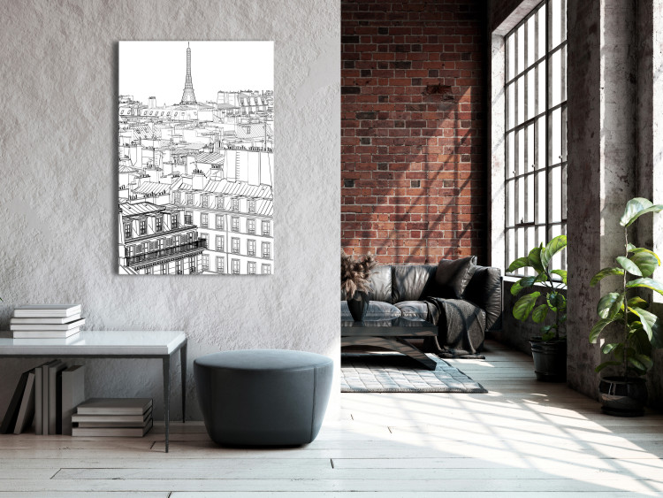 Canvas Drawn panorama of Paris - city landscape and the Eiffel Tower graphic 123820 additionalImage 3