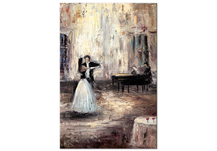 Canvas Dancing couple - artistic composition with people and piano 135920