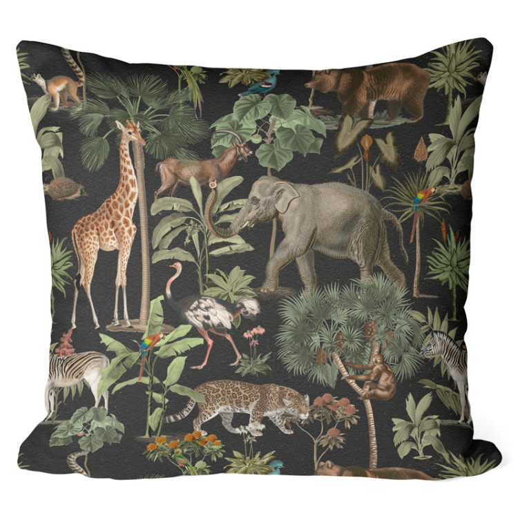 Decorative Microfiber Pillow Wild biodiversity - a design with animal and botanical motifs cushions 146820