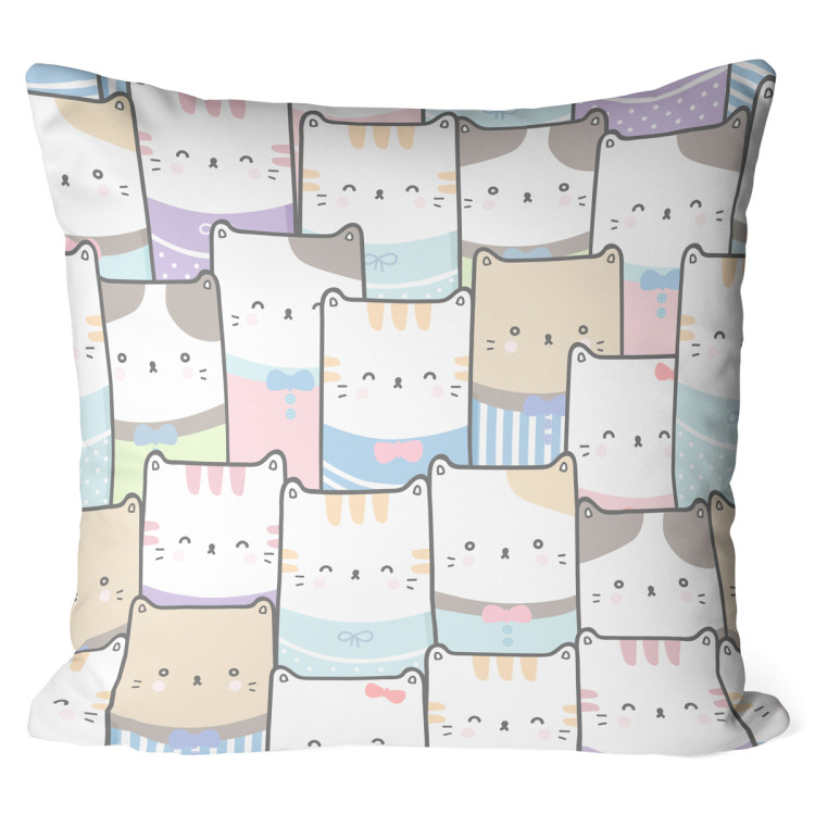 Decorative Microfiber Pillow The cat crowd - composition with animals in an abstract perspective cushions 147020