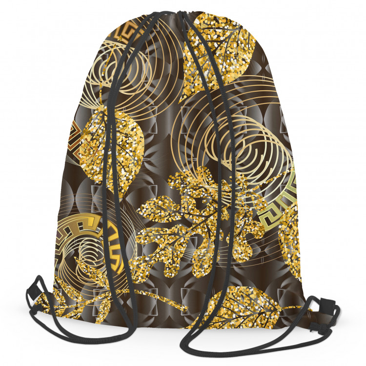 Backpack Meander ornament - gold and black abstract motif with leaves 147420