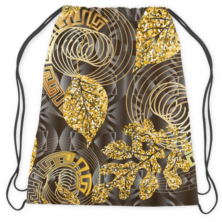 Backpack Meander ornament - gold and black abstract motif with leaves 147420 additionalImage 2