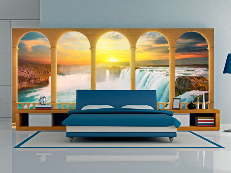Wall Mural Dream of Niagara Falls - River Landscape with Waterfall behind Columns 60020
