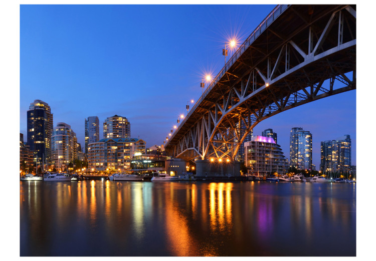 Wall Mural Urban architecture of Vancouver - city at night with skyscrapers and bridge 97220 additionalImage 1