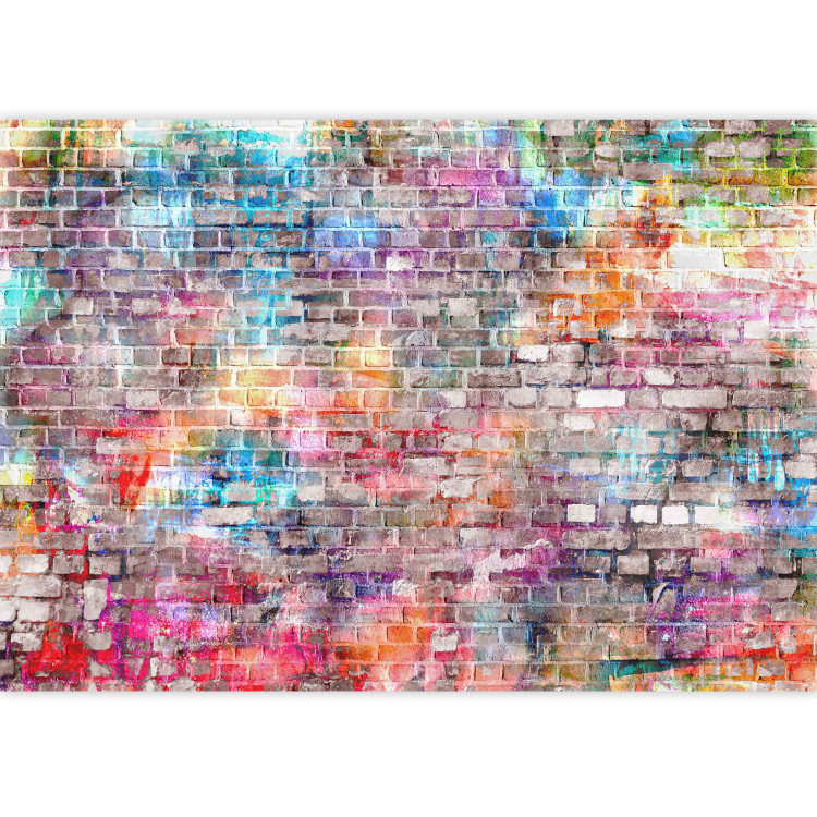 Wall Mural Colours of the rainbow - urban brick wall in a colourful pattern for teenagers 97920 additionalImage 3