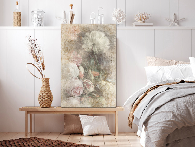 Canvas Still life vintage - delicate flowers on a gray background 135930 additionalImage 3