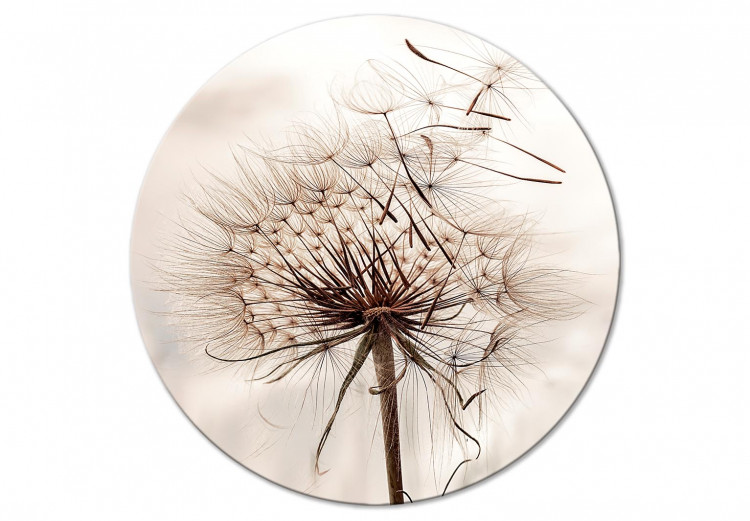 Round Canvas Dandelion - Scattered Creamy Grains Against the Background of the Morning Sky 148630